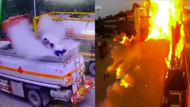 【衝撃映像】中国の高速道路SAでタンクローリーが爆発炎上、4人死傷の事故映像。  |  閲覧注意グロ動画・衝撃映像のソルカブ
