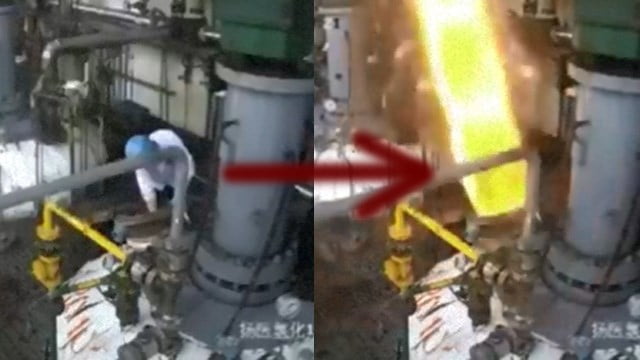 【労働災害】化学工場の作業員が異次元に飛んでいく瞬間、凄かったな… | 閲覧注意グロ動画・衝撃映像のソルカブ