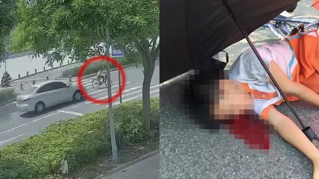 【閲覧注意】ノンストップで横断歩道に進入する自転車（小学生）が撥ねられてしまう。 | 閲覧注意グロ動画・衝撃映像のソルカブ